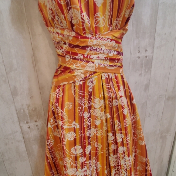 Amanda Smith Cotton Jackie O Colorful Sleeveless Midi A Line Dress Size 4 - Picture 3 of 7